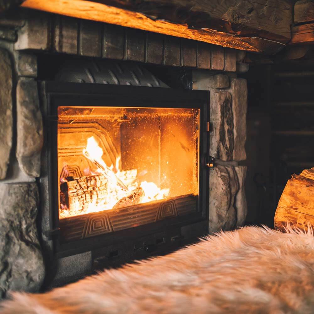 Fireplace in the Village Chalet
