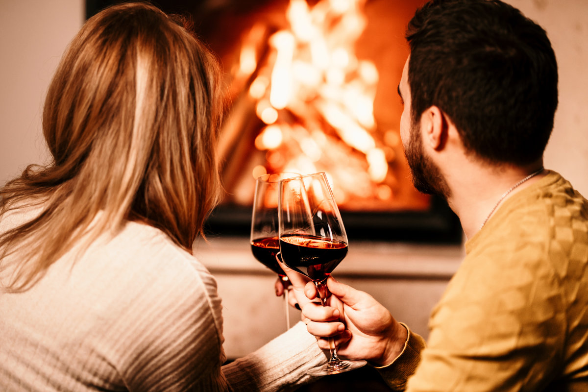 Fireplace in the evening